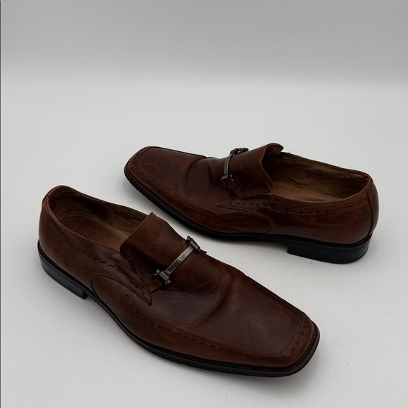 Stacy Adams Dark Brown Leather Slip-On Loafers mens .11M casual office event Y2K main image 8